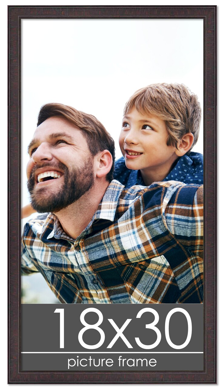 Textured Brown Picture Frame - UV Acrylic, Foam Board Backing, Hanging Hardware